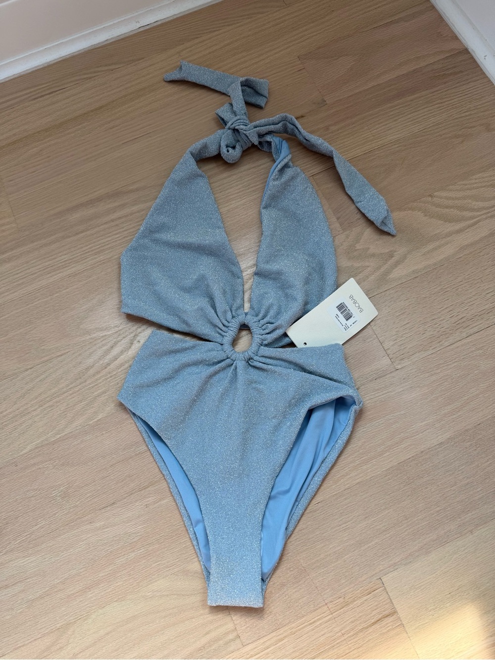 Baobab Collection Selena Light Blue Halter One-Piece with Ring Detail